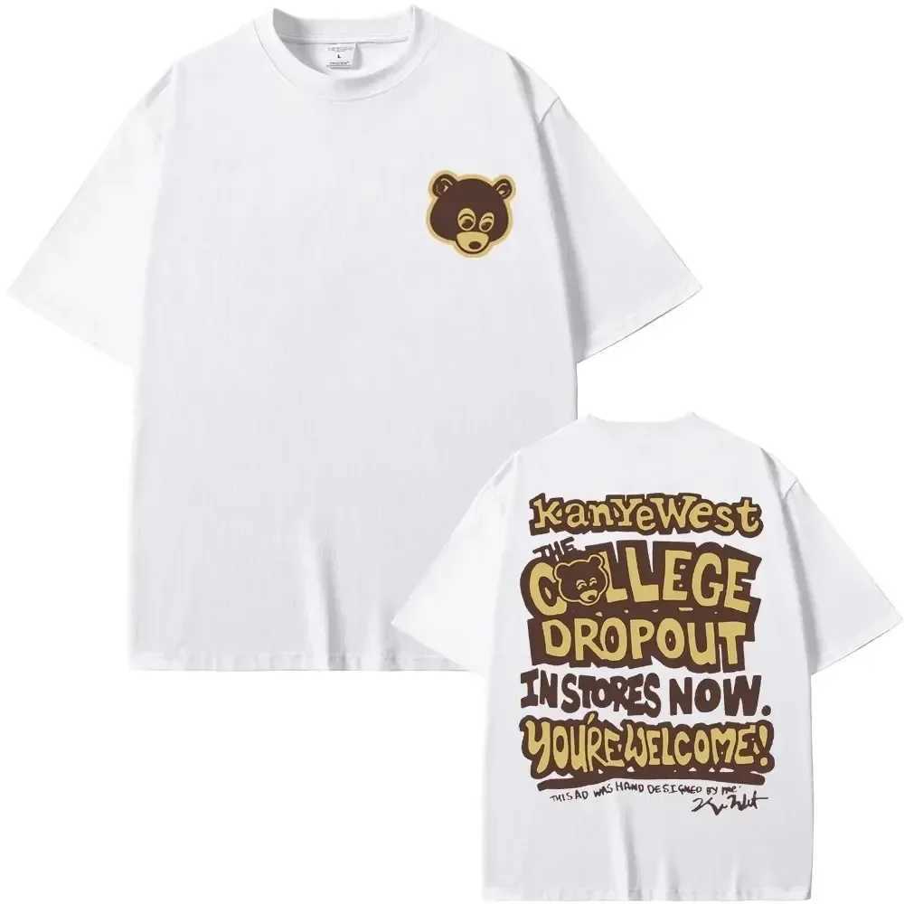 Best Famous The College Dropout Graphics T-shirt Mens Hip Hop Rap Western Retro T-shirt Mens Casual T-shirtT250421