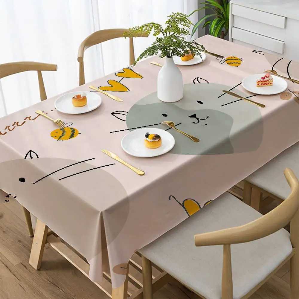 Cartoon Animal Print Rectangle Tablecloth - Sun-Resistant For Balconies Tea Time Casual Gatherings C251122