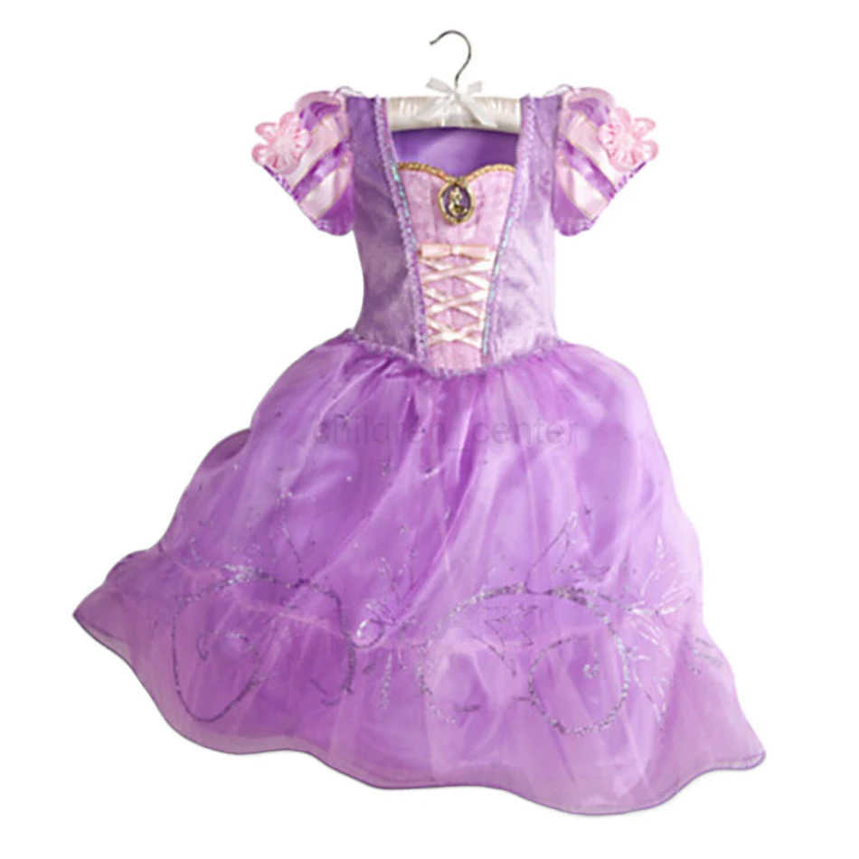 Disney Girl Princess Dress Children Cinderella Snow White Aurora Long Hair Princess Halloween Costume Childrens Birthday Party Dress W20250421
