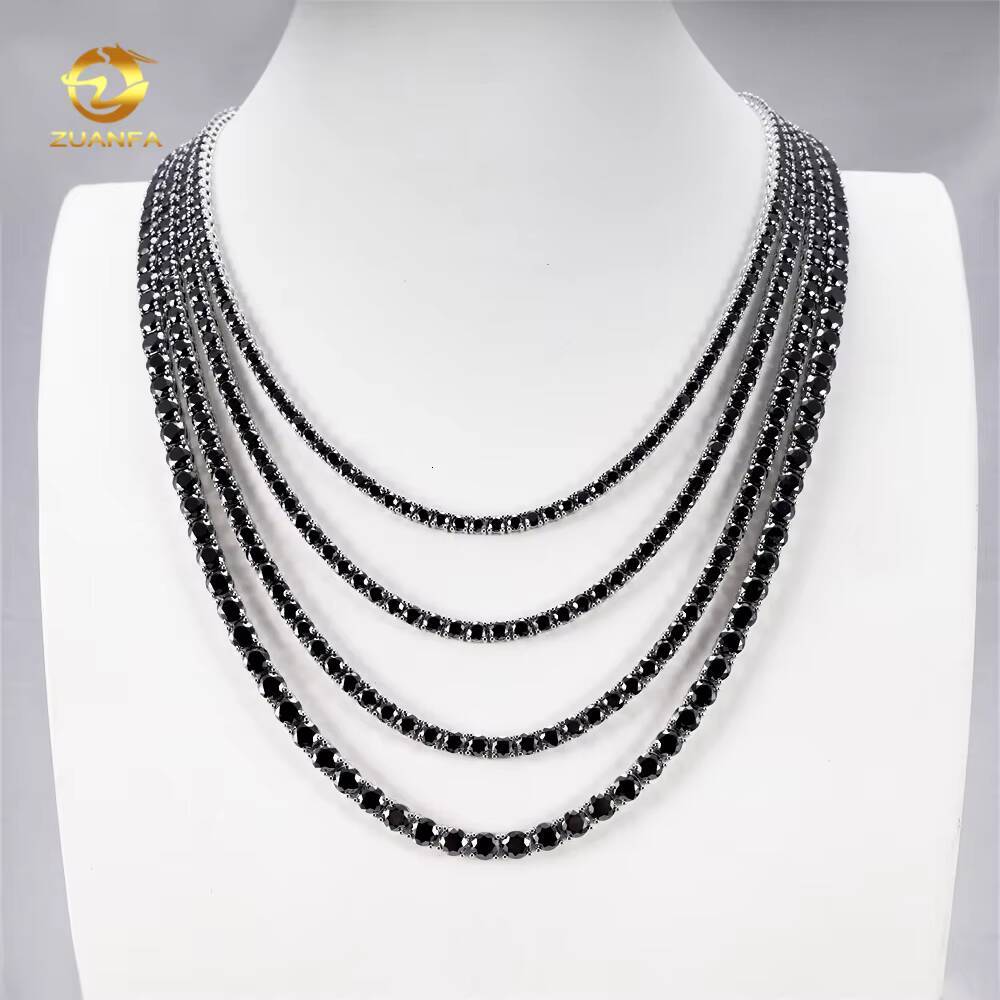 Instock Black Moissanite 925 Silver Tennis Necklace VVS Hip Hop Iced Out Jewelry Fashion Tennis Chain Bracelet