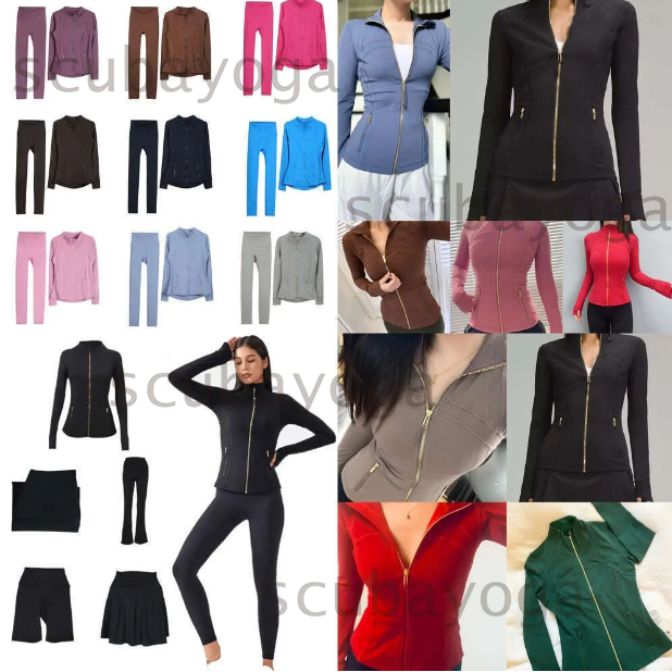 Women's Yoga jackets leggings women's shorts 5A quality Yoga Two Piece Sets Fitness Leggings High Waist Sports Jackets Zip Up Coat Elastic Sportswear Suits