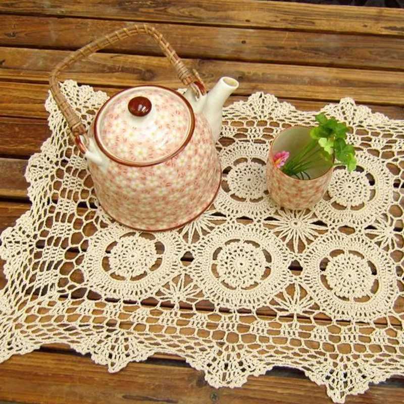 Crocheted Doilies 35x50cm 12X18 inches Vintage Place Mat Handmade Crochet Lace Table Mat C251122