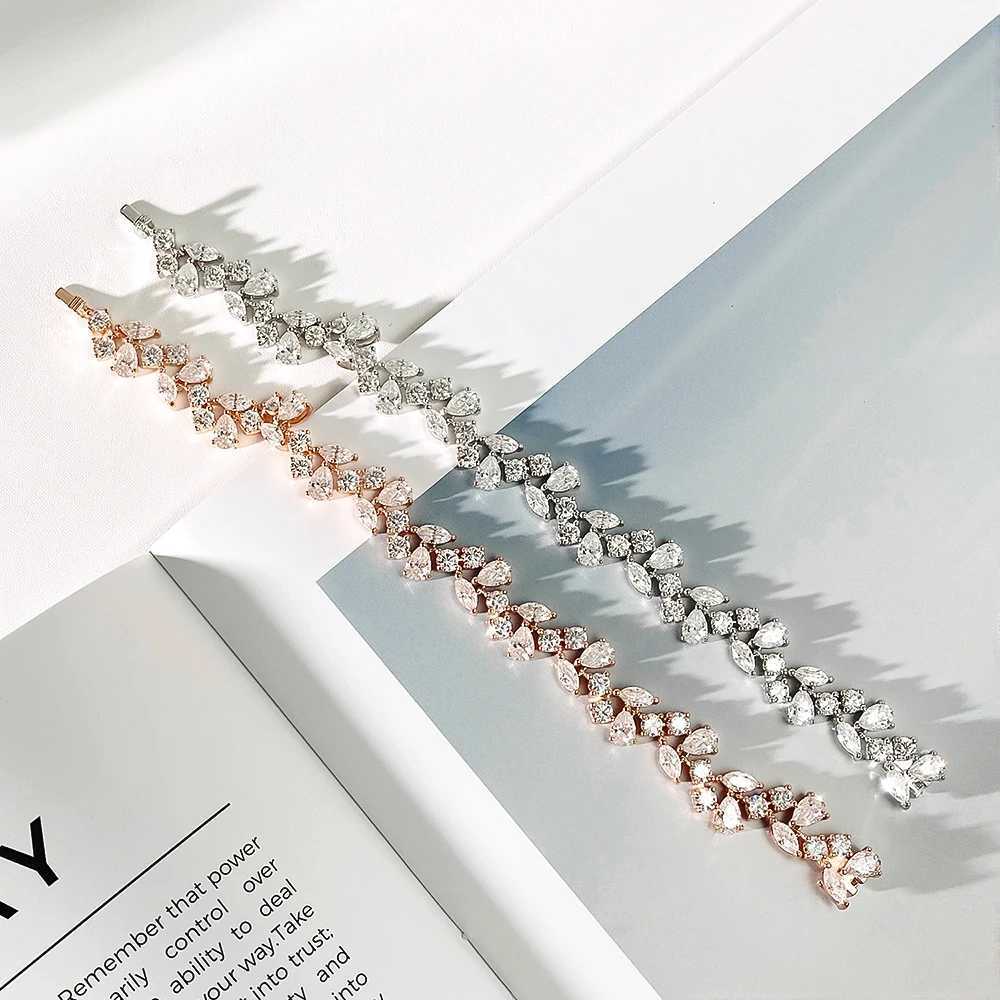 Serenity Pear/Marquise All Moissanite Tennis Bracelet for Women Gift Solid s925 Silver Sparkling Lab Diamond Hand Chain Jewelry J251122