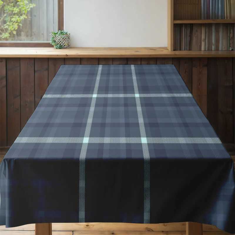 Modern Plaid Pattern Dining Tablecloth Navy Blue Herringbone Table Cover for Home Decor Kitchen Dining Room 150x240cm C251122