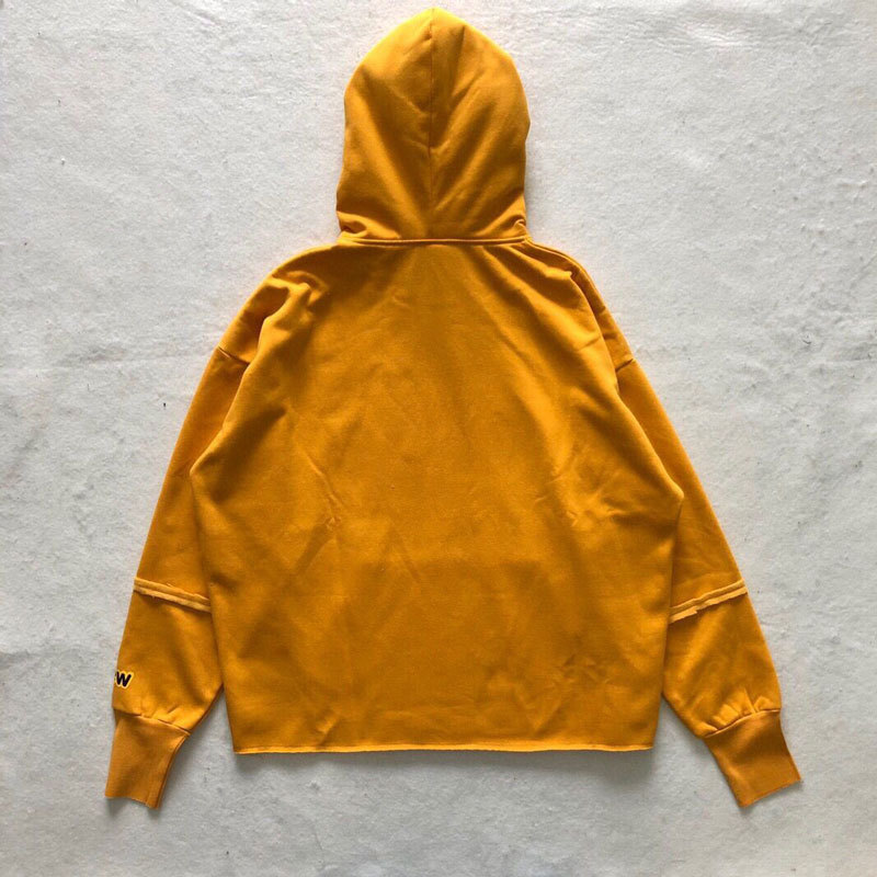 Drew House DREW Justin Bieber Smiling Face Hoodie with Yellow Fleece Lining Loose Hooded Sweatshirt for Men and Women