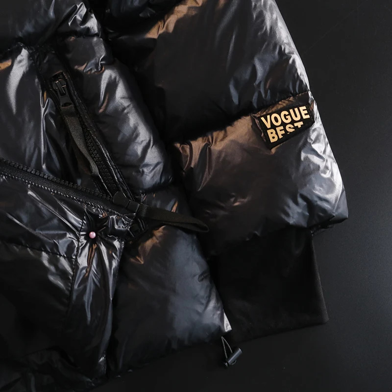 Winter Warm Jacket Mens Trendy Black Gold Bright Waterproof Parka Short Casual Down Cotton Padded Coat man padded 251110