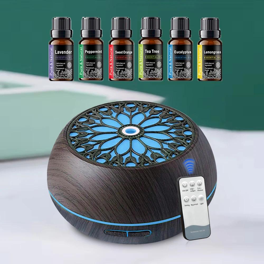 550ml Aromatherapy Diffuser Kit (6 Essential Oils Included) - Soundwave Tech, 3 Mist Modes, Wireless Control, Auto Safety Off