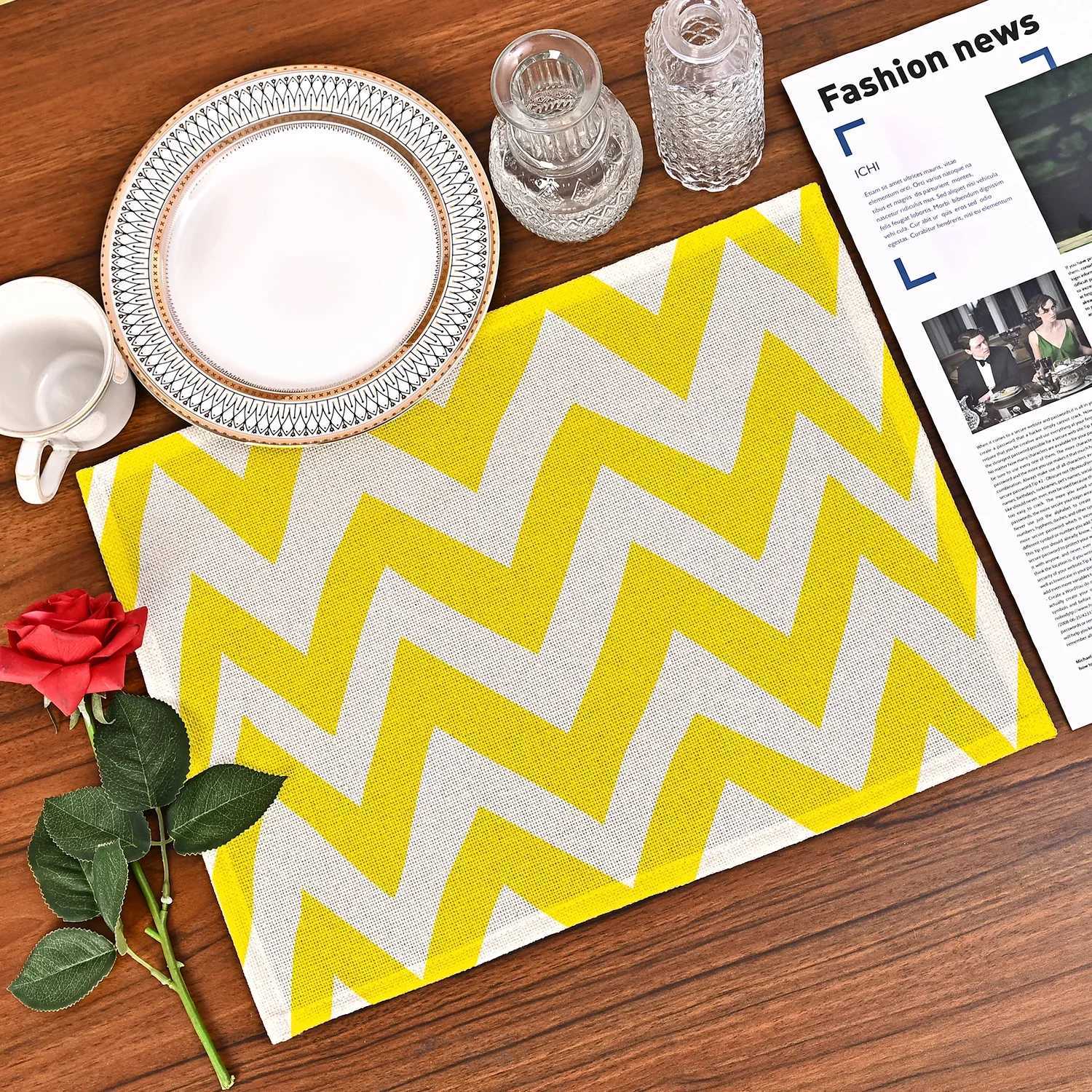 Simple Geometric Gray And White Green Gold Color Placemat Dining Table Mat Non-slip Kitchen Plate Mat Bowl Coaster Deco C251122