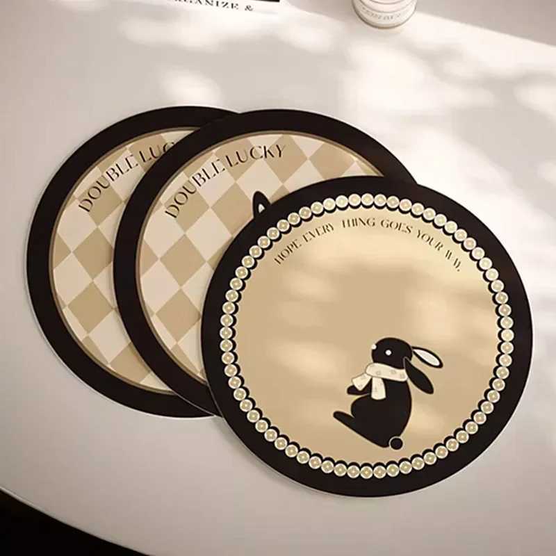 Bunny Coaster Round Vintage Coffee Cup Mats 16cm Fireproof Antiskid Mug Coasters Heat Insulation Hot Pad Dining Table Decoration C251122