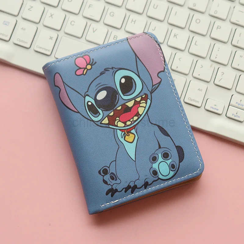 Disney Cartoon Leather Wallet for Boys Wallets for Girls Kids Wallet Cute Kawaii Stitch Credit ID Card Slim Bifold Coin Purses W250623
