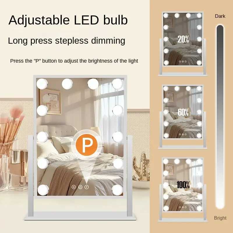 Vanity Mirror with Lights Hollywood Makeup Mirror with 9 LED Bulbs 3 Color Lighting 360Rotation for Dressing Room Bedroom M251122