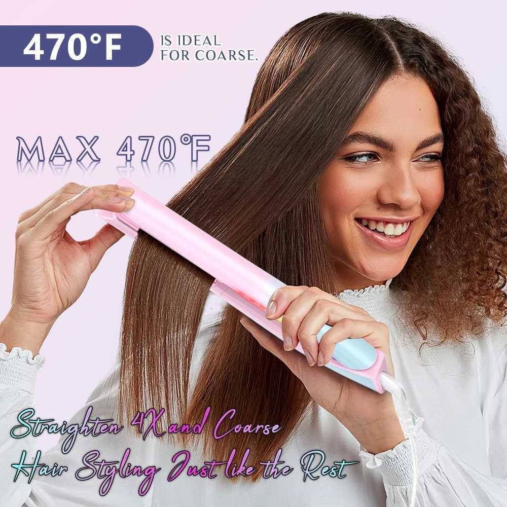 2 In 1 Hair Straightener and Curler 470F Professional Hair Flat Iron Colorful Light Dual VoltageT251122