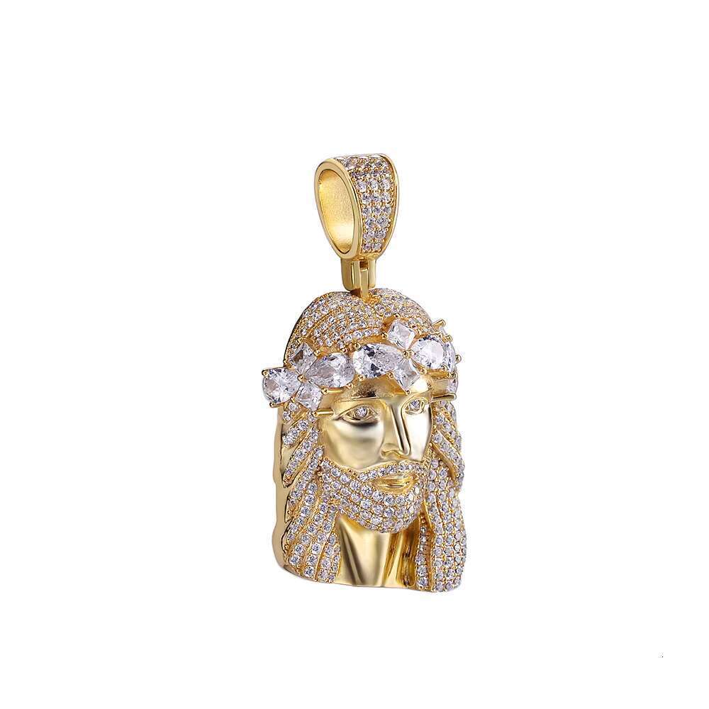 Wholesale Initial Design Zircon Sterling Sier Gold Plated Moissanite Iced Out Trendy Jesus Pendant for Men