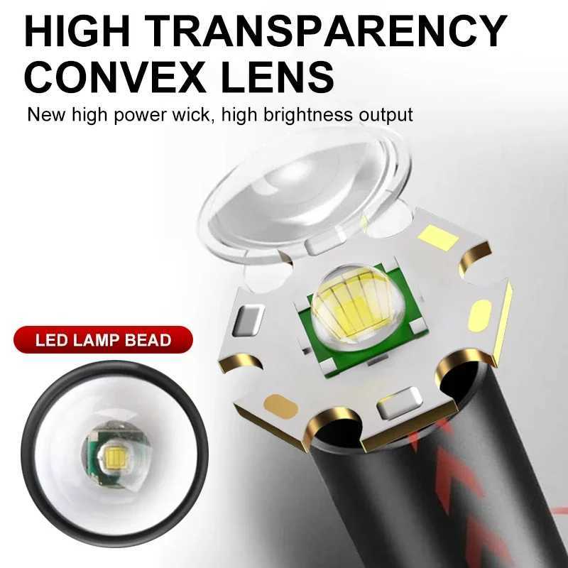 Mini Flashlight USB Rechargeable Aluminum Alloy Flashlight Super Bright LED Bead Adjustable Focus Long-range Portable Flashlight C251122