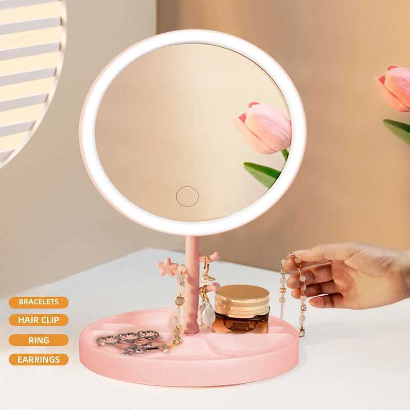 Led Makeup Mirror With Stand Design Charging Bench Makeup Mirror Ins Girls Makeup Mirror Small Portable Mirror M251122