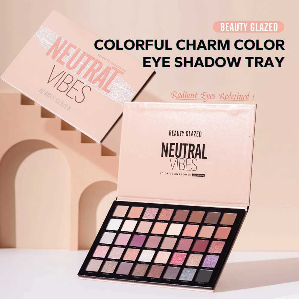 BEAUTY GLAZED NEUTRAL VIBES Matte 40 Colors Highlight Shimmer Eye Shadow Cosmetics Palette Glitter Eyeshadow paletteT251122