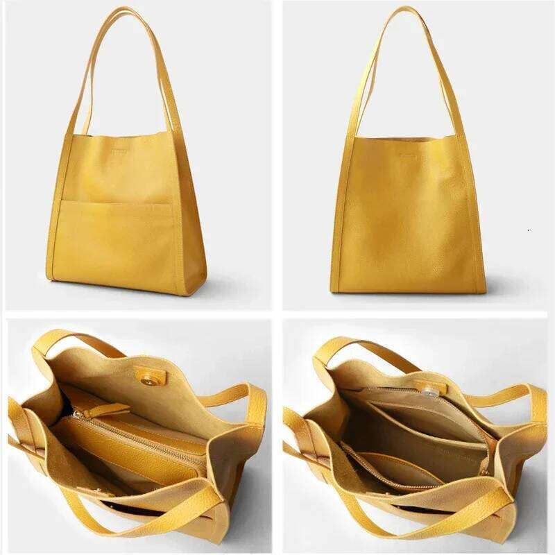Fashion Tote Bags for 100% Genuine Soft Leather Bucket Lady Handbag Large Women Shopping Bag Female Luxury Shopper