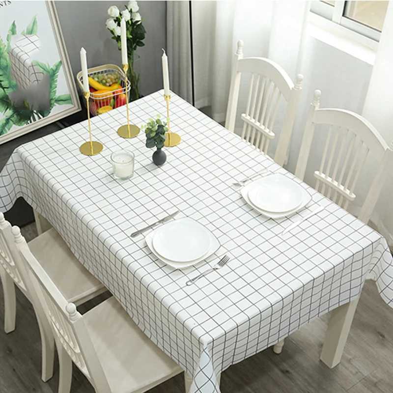 Simple checkered tablecloth waterproof and oil-resistant tablecloth home living room coffee table placemat and tablecloth C251122