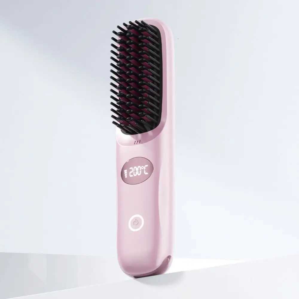 3 Temperature Settings Electric Hair Straightener Brush Dual-Function Operation Portable Negative Ion Styling ToolT251122