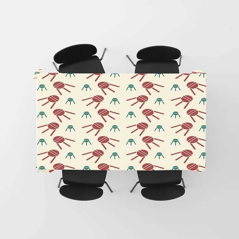 Modern Decorative Tablecloth Set for Dining Room Decoration Food Pattern White Table Cover with Chairs Cover for Kitchen Use C251122