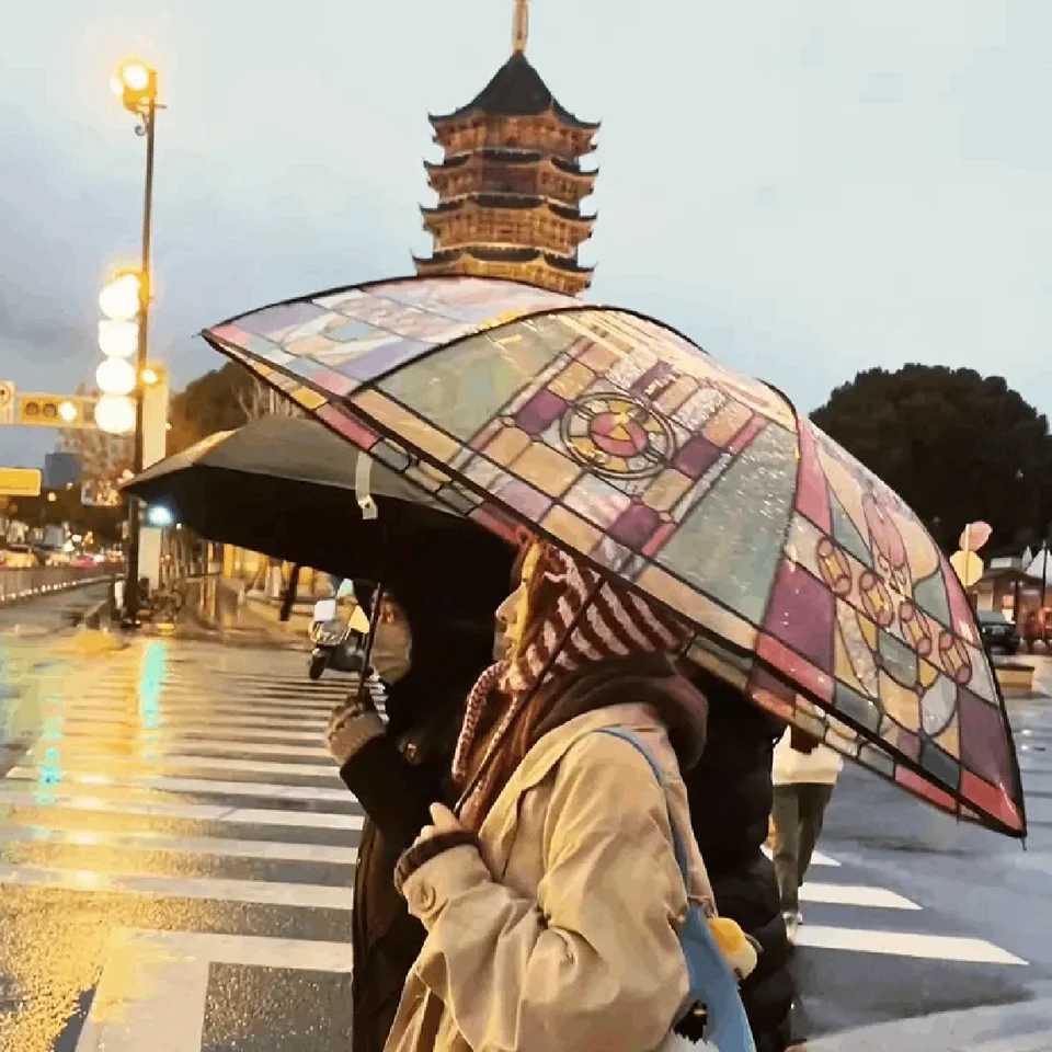 Romantic Poetry Manual Folding Umbrella Transparent Sunny UmbrellaM251122