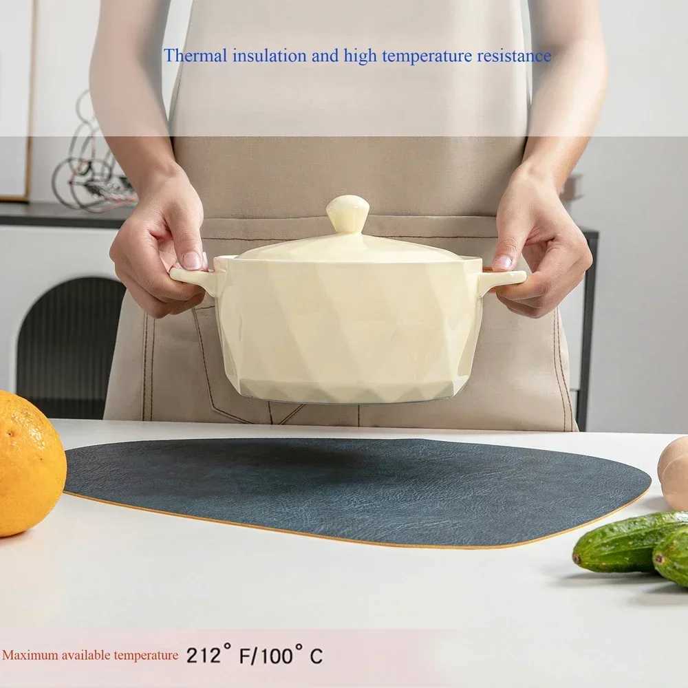 Teardrop Shape PU Leather Placemat Imitation Cowhide Texture Double-SidedWaterproof Table Protectors for Stylish Dining Mat Pad C251122