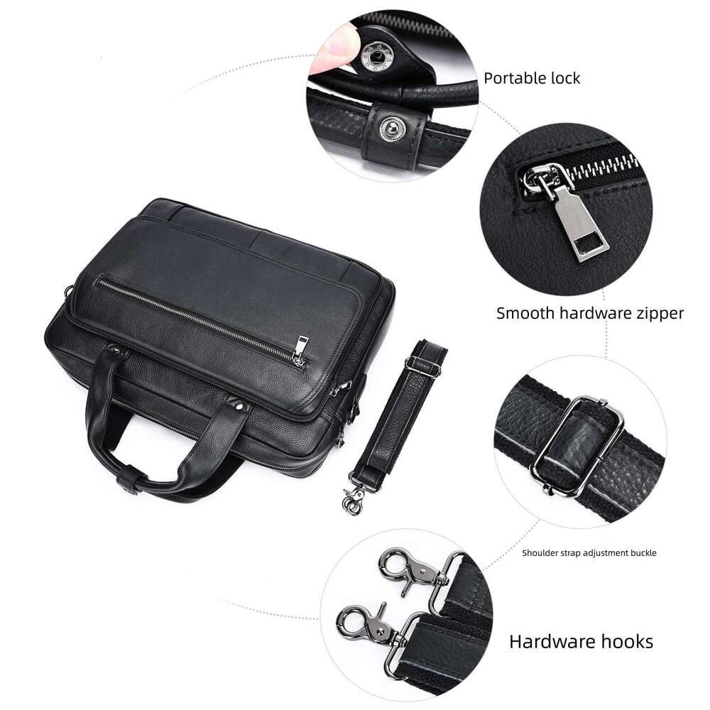 Business Commuting Top Layer Cowhide Briefcase Genuine Leather Men S Retro Casual Shoulder Handheld Laptop Bag High Quality Luxury Bag