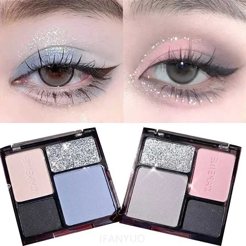 4-Color Eye Shadow Palette Makeup Glitter Blue Pearlescent Metallic Korean Acrylic Smoky Eye Shadow Palette Makeup CosmeticsT251122