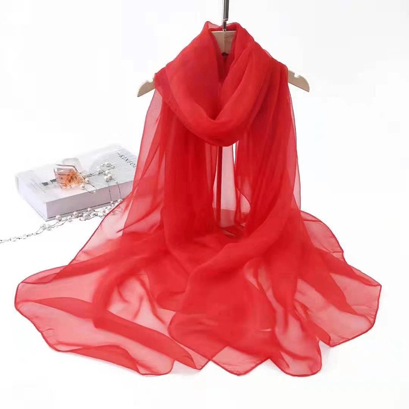 K473 Travel silk scarf for women, spring and summer, soft yarn beach towel, sunscreen shawl, thin yarn scarf, solid color, long dual-purpose scarf
