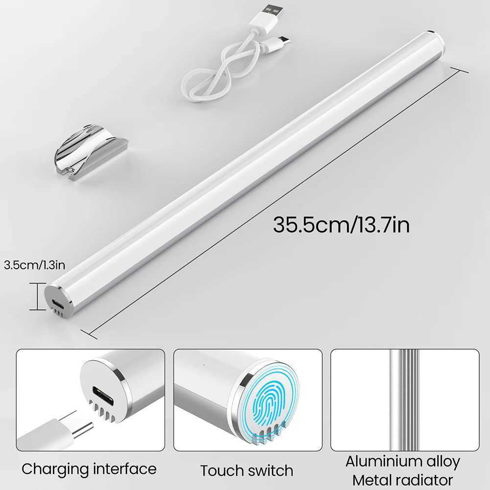 LED Eye Protection Light USB Charging Vanity Light Touch Switch Bedside Lamp Dimmable Cordless IP44 Waterproof for Home Bathroom M251122
