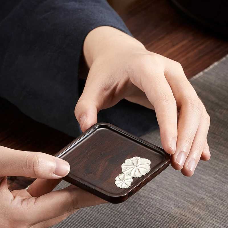 GIANXI Ebony Coaster Coffee Coaster Wooden Hot Mat Tea Dish Solid Wood Chinese Kungfu Tea Coaster Set Kungfu Tea Cup 7-piece Set C251122