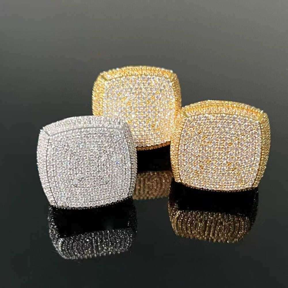 Moissanite Iced Out Rings Men Gold Plated Sterg Sier Dia Hip Hop RingFashion Fine Jewelry Vvs