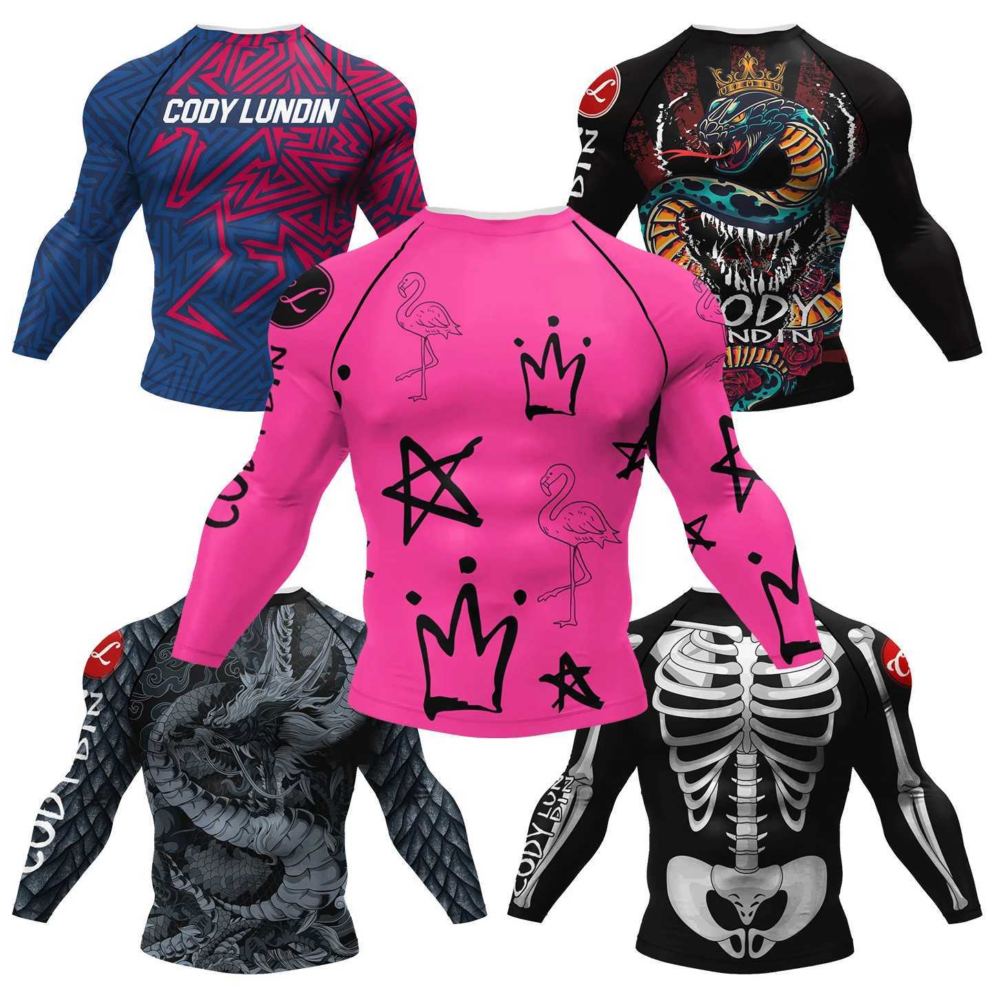 Cody Lundin Designer Mens Cool Sportswear Jiu Jitsu gi Rashguard Upf 50+Bicycle Running Top Tattoo Compression Gym T-shirt H25421
