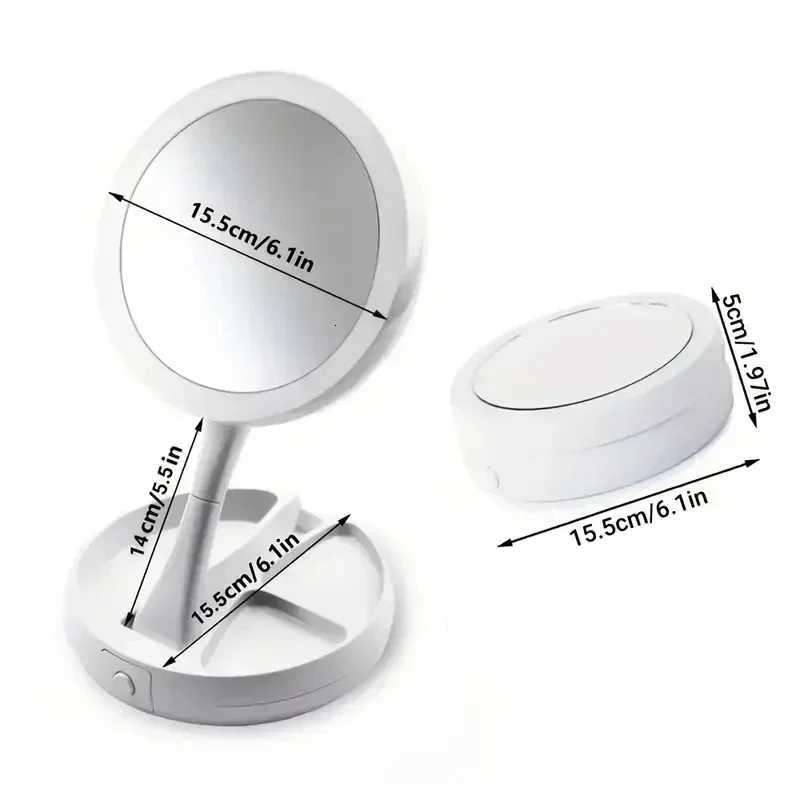 Dry Battery/USB Dual Purpose Double-Sided Mirror LED Makeup Mirror Portable Makeup Mirror Makeup Light With 10XMagnification M251122