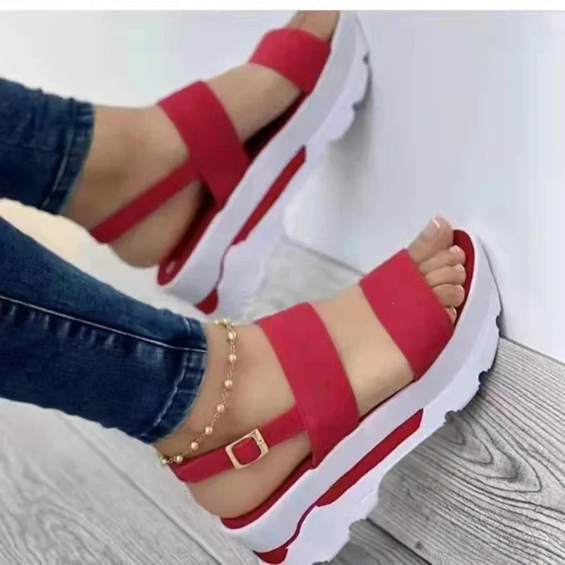 Womens Wedge Sandals Summer Trend Solid Color Open toe Slide Casual Anti slip Shopping Selling 3643 250421BJ - view 5