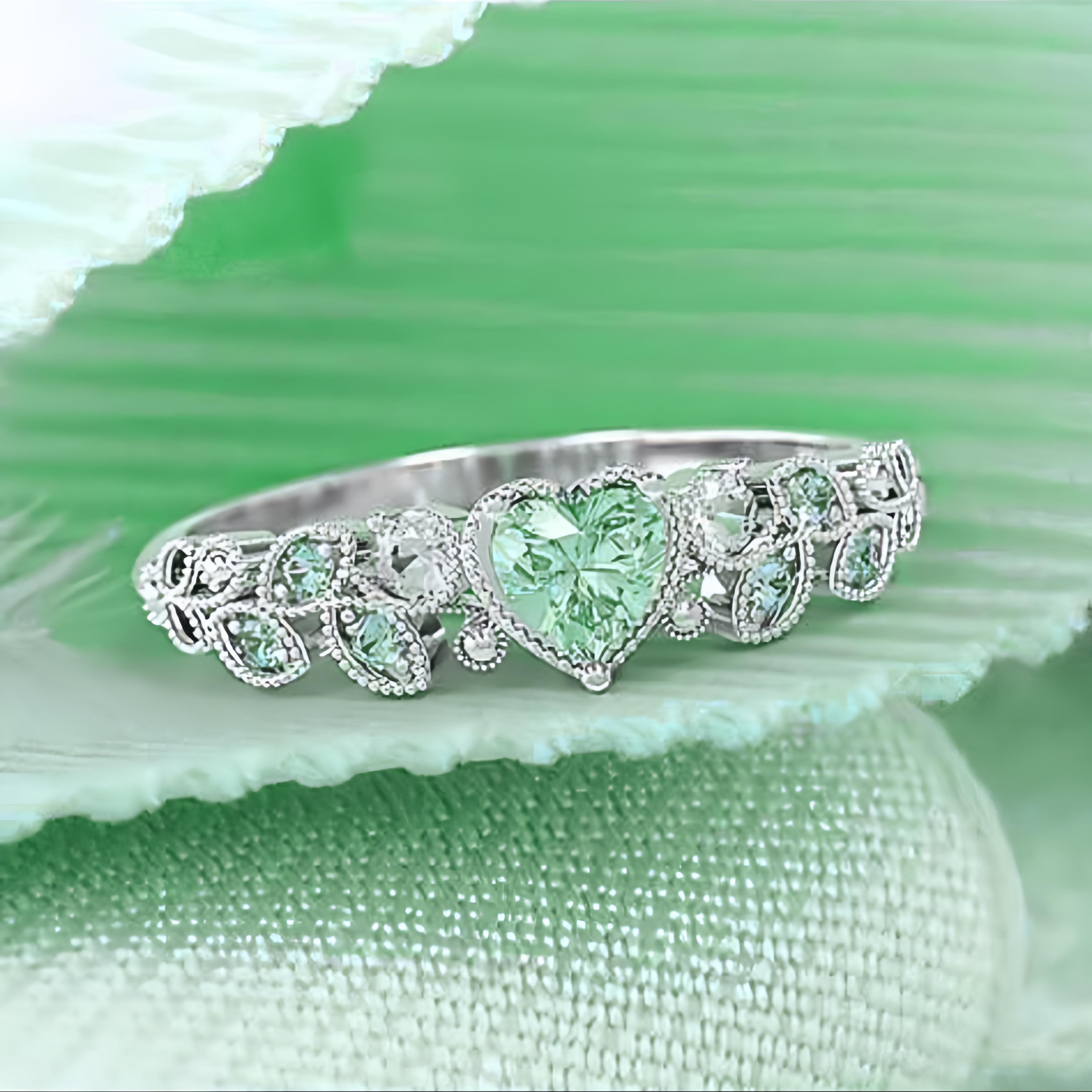 New style blue Ocean Heart ring love heart ladies peach heart ring New Ladies Ring Luxury Large Square Jewelry Artificial Zircon Simple Atmosphere Lux - view 5