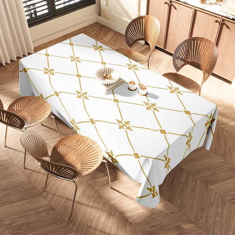 Modern geometric white tablecloth with yellow stars for dining room decor in home textiles category on platform Item C251122