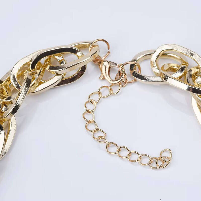 New Exaggerated Simple Multi-layer Chain Buckle Necklace Gold-plated Punk Style for Women