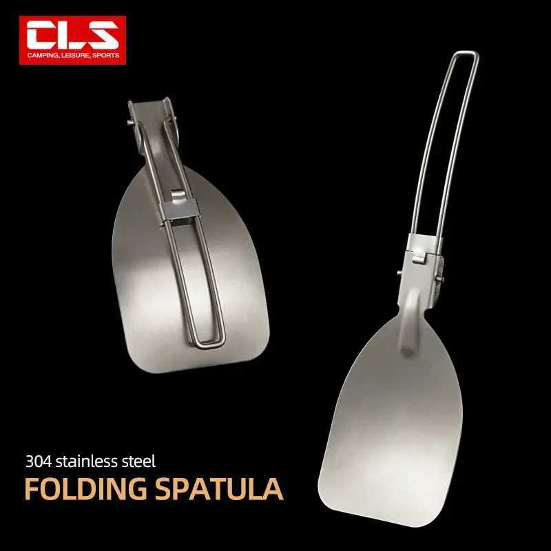 Newest 1Pc Folding Spatula Food Turner Fold Spoon Stainless Steel Outdoor Camping gear Cooking Accessories Picnic Equipment J251121