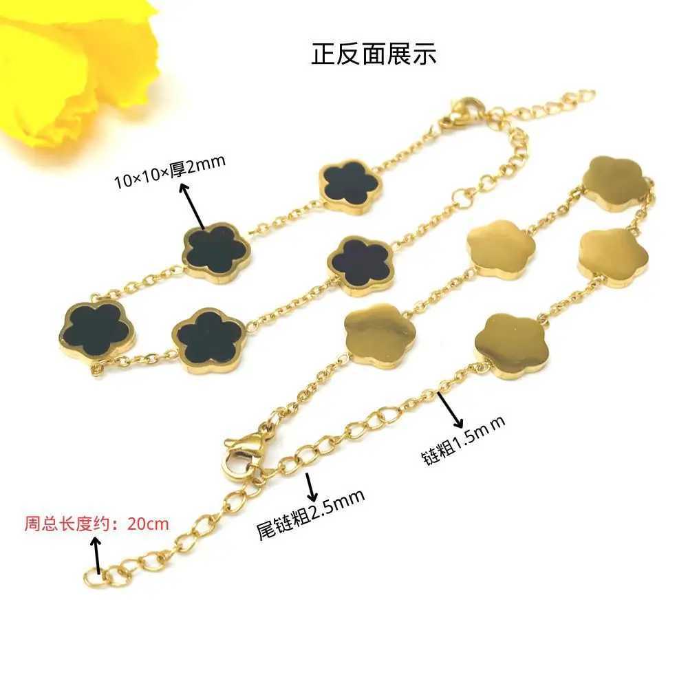 5-Color Hot Selling Acrylic Plant Five Leaf Flower Adjustable Bracelet Creative 316L Stainless Steel Waterproof Clover Woman J251122