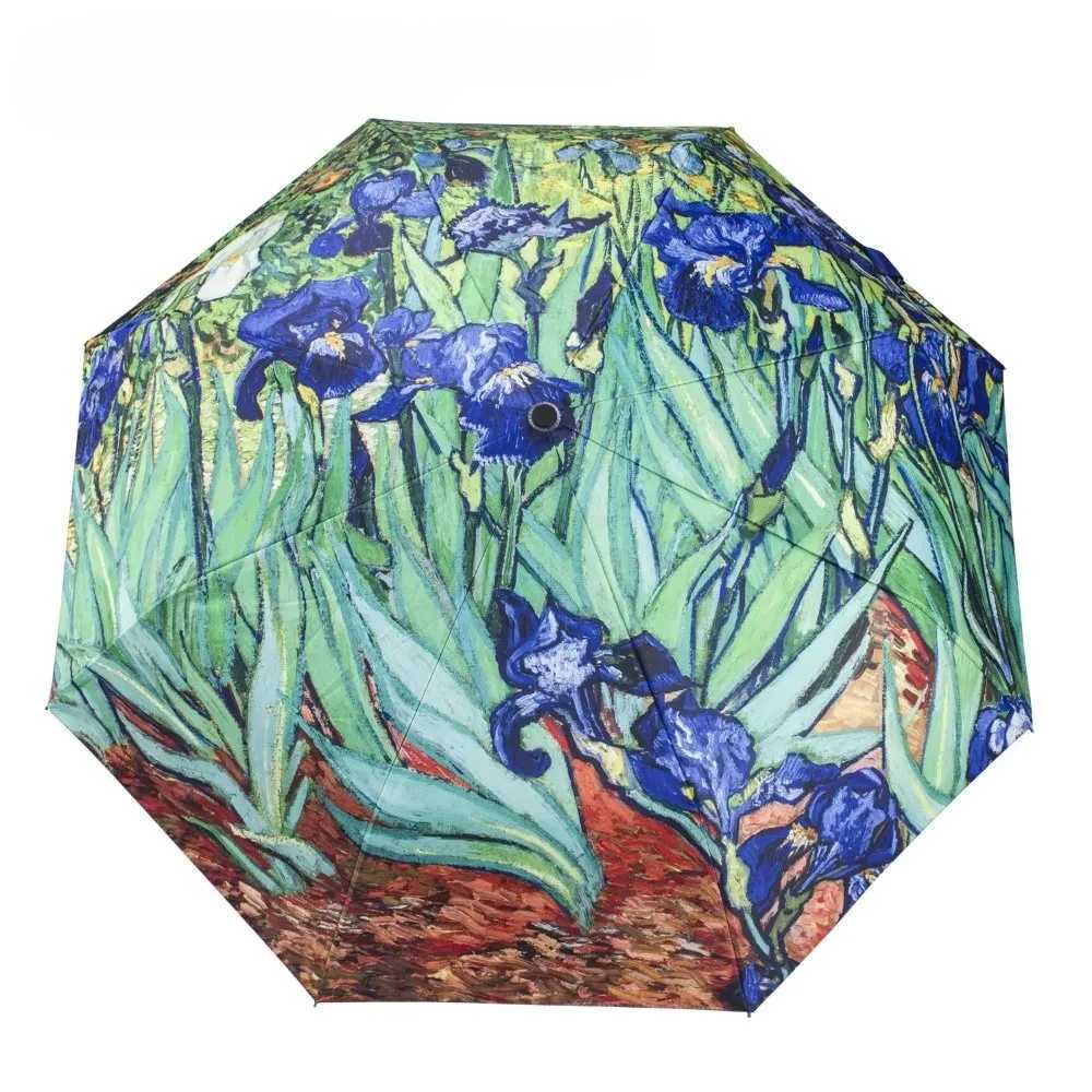 Automatic Umbrella Oil Painting Patterns Small Fresh Vinyl Umbrella Fashionable Portable Small Portable Umbrella For Women KidsM251122