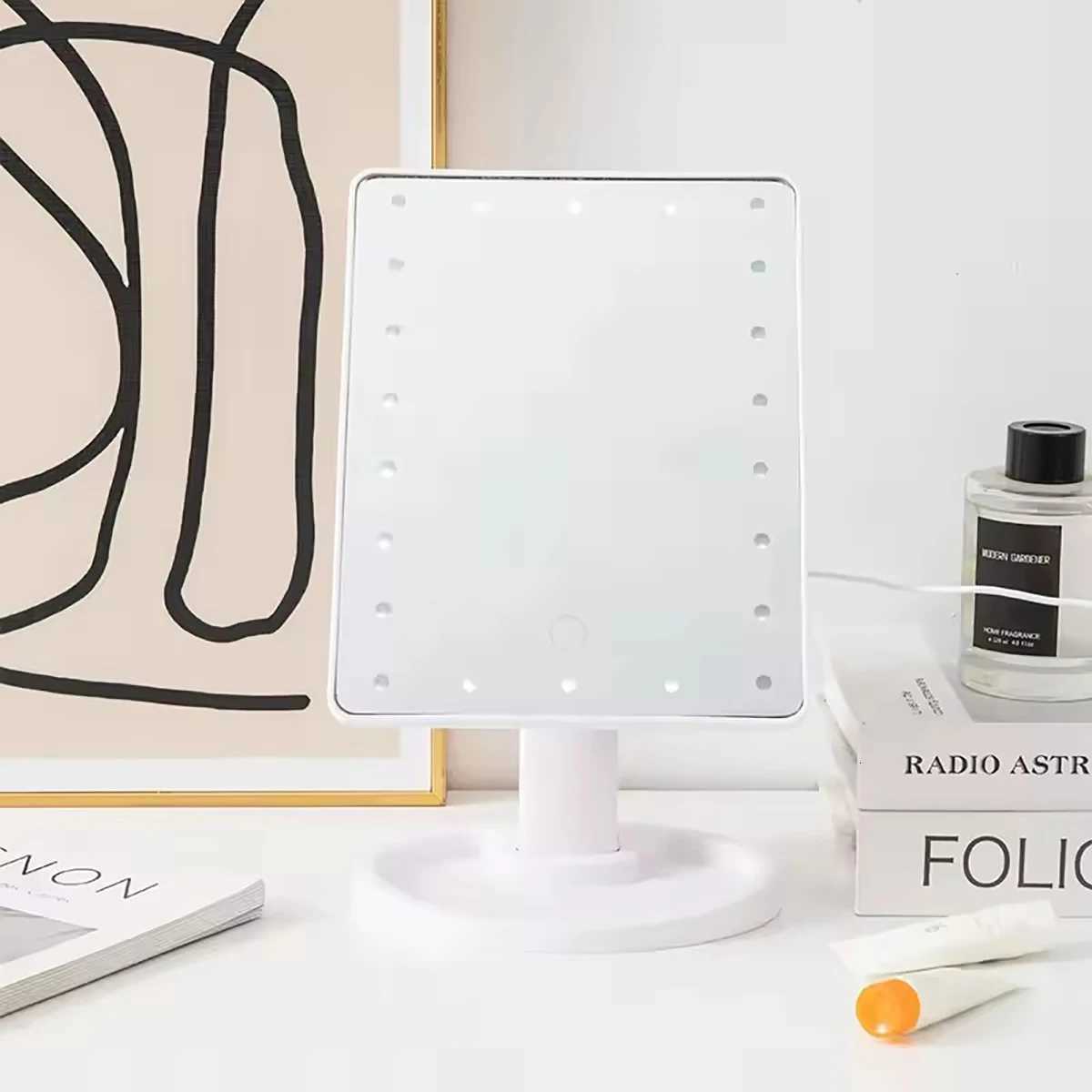 1PC Touchscreen Makeup Mirror - Adjustable Desk Vanity Mirror with LED Lights for Perfect Makeup Application M251122