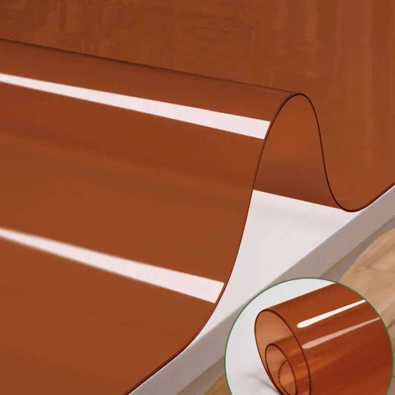 Black PVC Waterproof Tablecloth Soft Glass Solid Color Tablecloth Oil Waterproof 10mm Household Tablecloth Decoration 2020 C251122