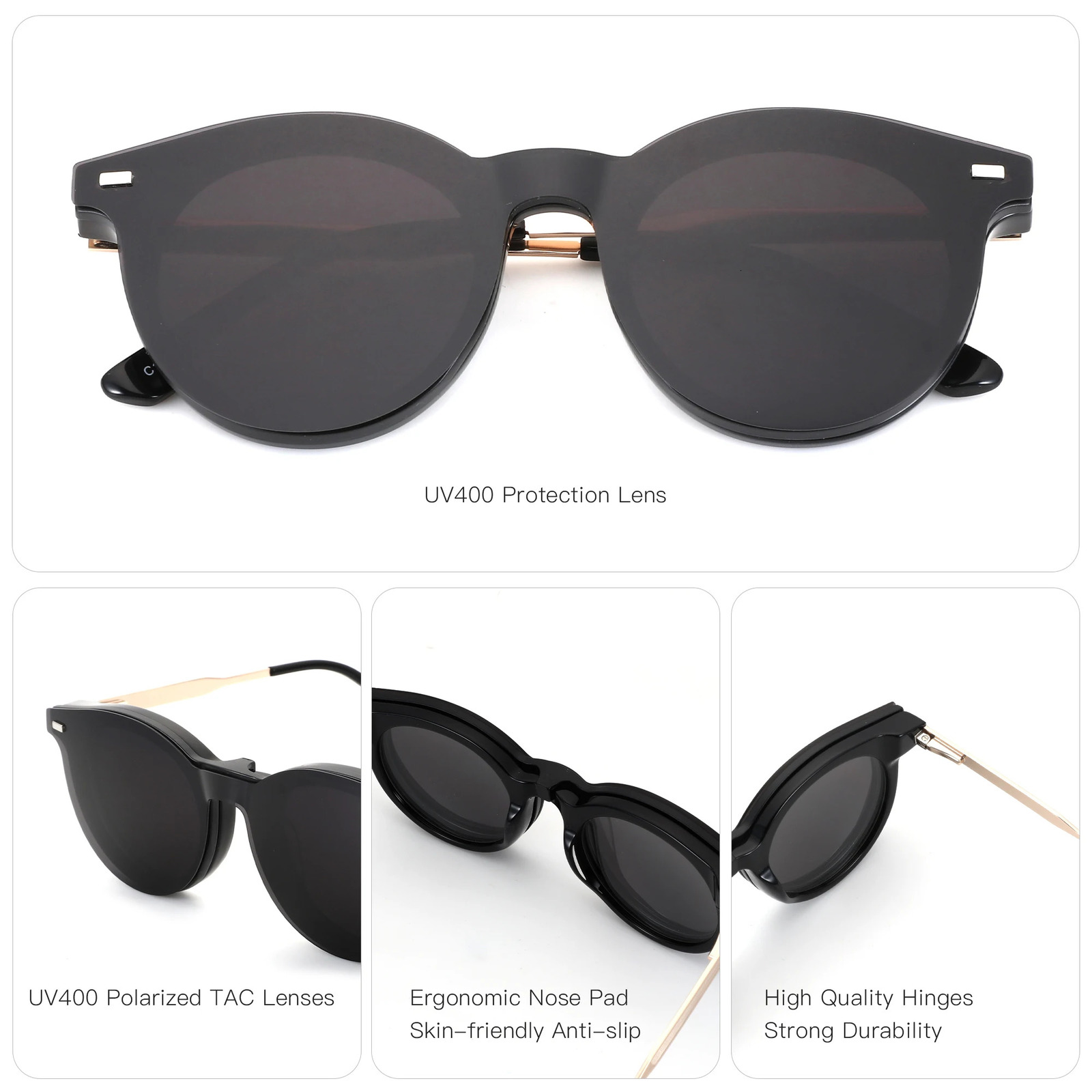 BLUEMOKY XL Size Business Style Prescription Glasses for Men Square Acetate Myopia Clip On Sunglasses 251114