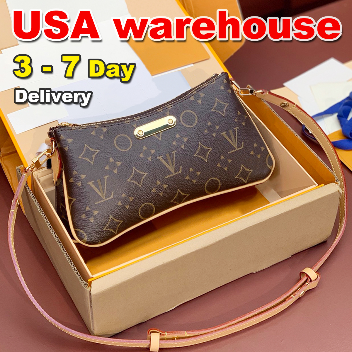 L0uis vuitt0nbags Designer Bag Shoulder Bag Luxury Bag New style Women's handbag Purse Brown Old Flower Cowhide Crossbody bag Double layer Mahjong Bag Underarm Bag