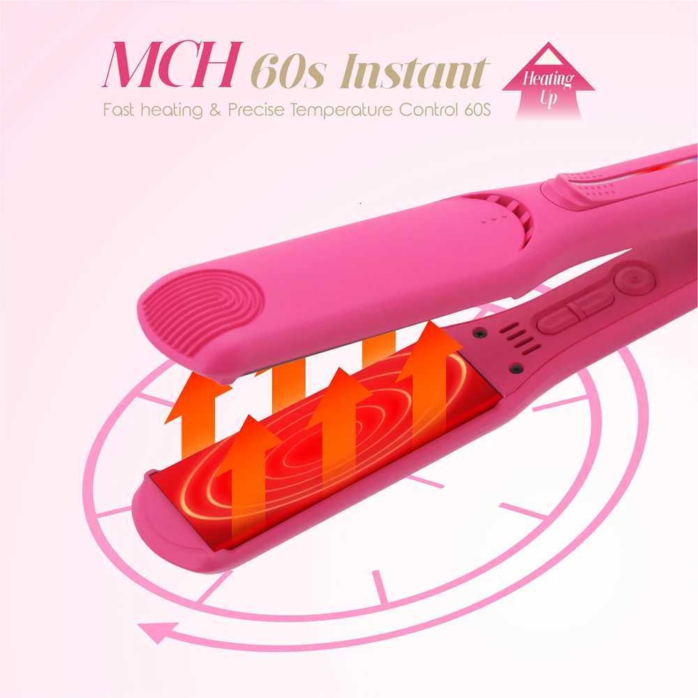 Infrared Hair Straightener Professional 450F Ceramic Coated Floating Plate Flat Iron 2 In 1 Straight and Curl Hair Styling ToolT251122