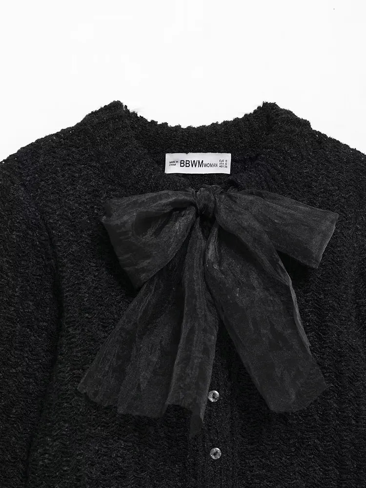 2025 Womens Cutting Sweater Fashion Bow Long Sleeve Pullover Casual Knitted Top 250420m