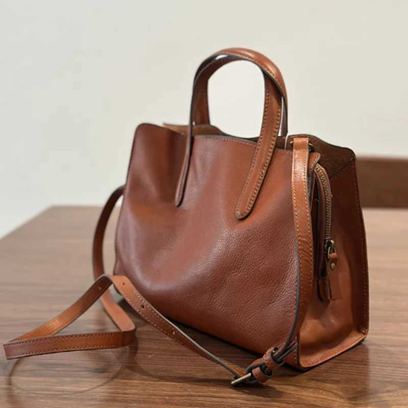 2025 spring new portable top layer cowhide womens casual Tote bag small leather single shoulder crossbody bagT251122