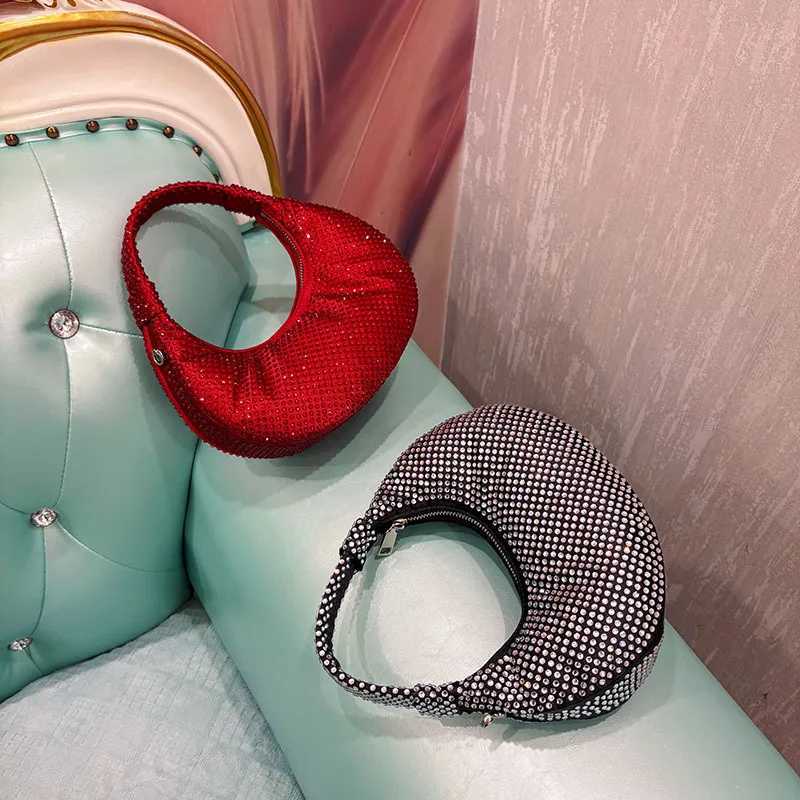 2025 Ladies Shiny Diamond Studded Hot Armpit Bag Womens Light luxury Party Handbag Adult Commuter RETRO Shoulder Bag K251121