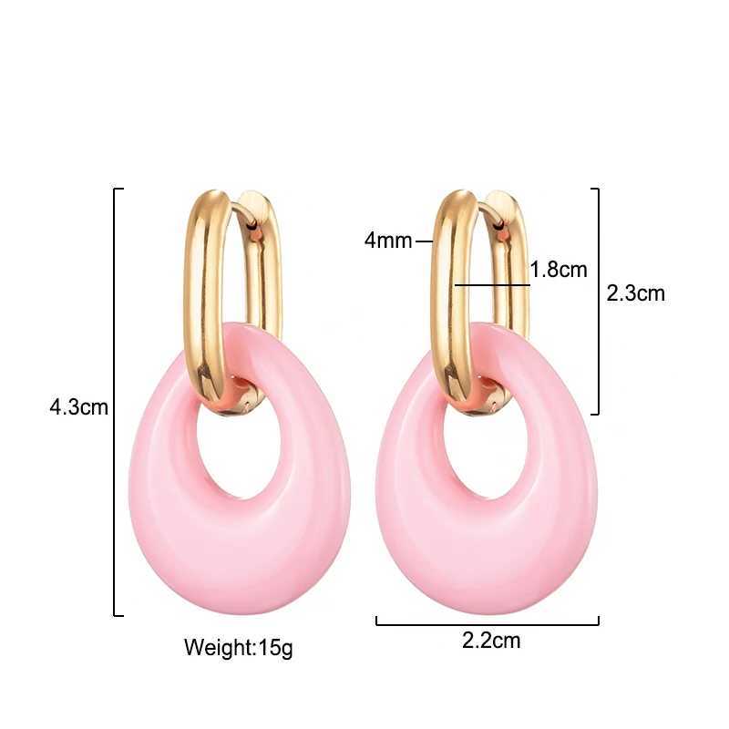 New hollow oval resin acrylic candy color pendant earrings suitable for women gold stainless steel ear buckles womens jewelryXJ250421